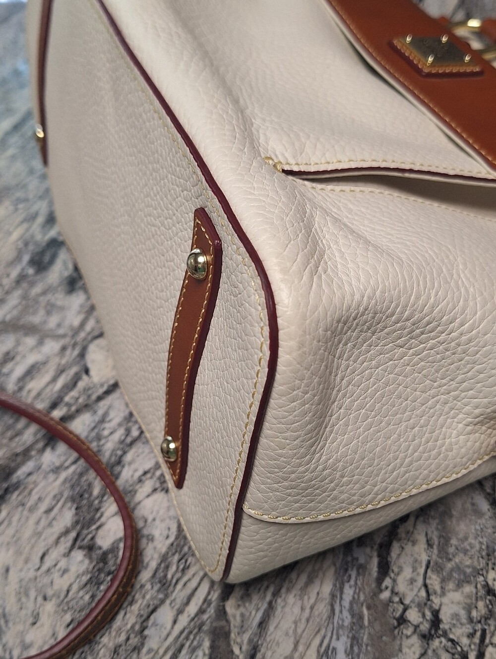 Dooney and Bourke Pebble Leather Aubrey Satchel, EUC, BONE - Picture 5 of 13